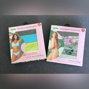 Women's 4-Pack High Leg Bikini & 4-Pack Thong Set - Aqua, Lime, Pink, Gray